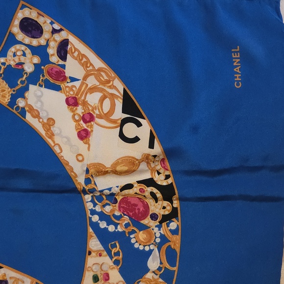 Chanel Royal Blue and Gold Scarf - Picture 3 of 5